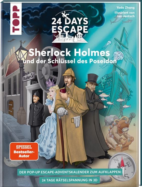 Produktbild: 24 DAYS ESCAPE 3D Pop-Up-Adventskalender&ndash; Sherlock Holmes und der Schl&uuml;ssel des Poseidon
