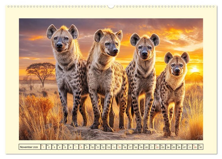 Produktbild: Afrikas Hy&auml;nen. Die kichernden Schatten der Savanne (Wandkalender 2026 DIN A2 quer), CALVENDO Monatskalender