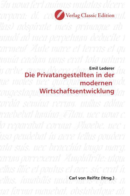 Produktbild: Lederer, E: Die Privatangestellten in der modernen Wirtschaf