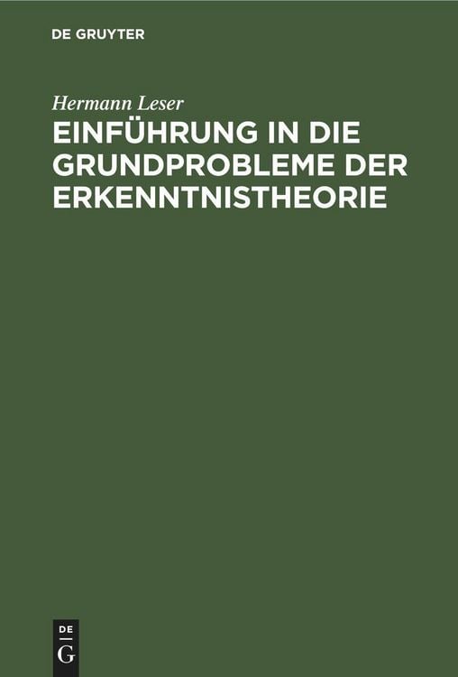 Produktbild: Einf&uuml;hrung in die Grundprobleme der Erkenntnistheorie
