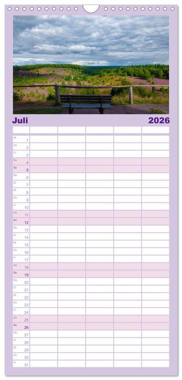 Produktbild: Familienplaner 2026 - Wanderung durch die zauberhafte L&uuml;neburger Heide mit 5 Spalten (Wandkalender, 21 x 45 cm) CALVENDO