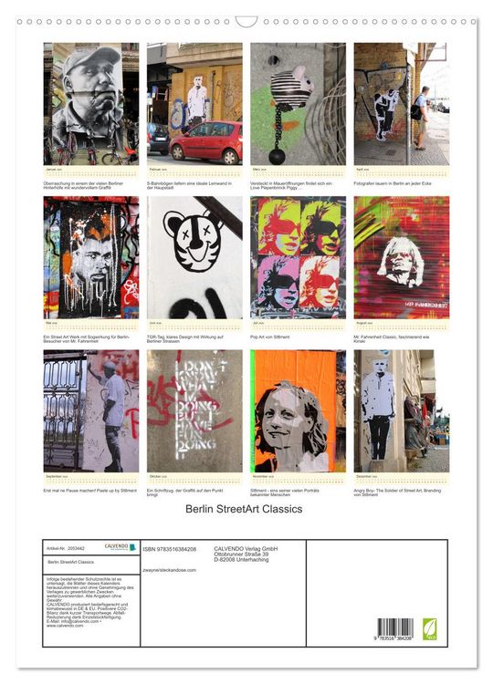 Produktbild: Berlin StreetArt Classics (Wandkalender 2026 DIN A2 hoch), CALVENDO Monatskalender