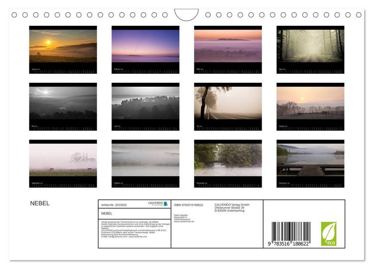Produktbild: NEBEL (Wandkalender 2026 DIN A4 quer), CALVENDO Monatskalender