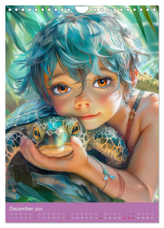 Produktbild: Manga Kinder - Unersch&uuml;tterliche Tierliebe (Wandkalender 2026 DIN A4 hoch), CALVENDO Monatskalender