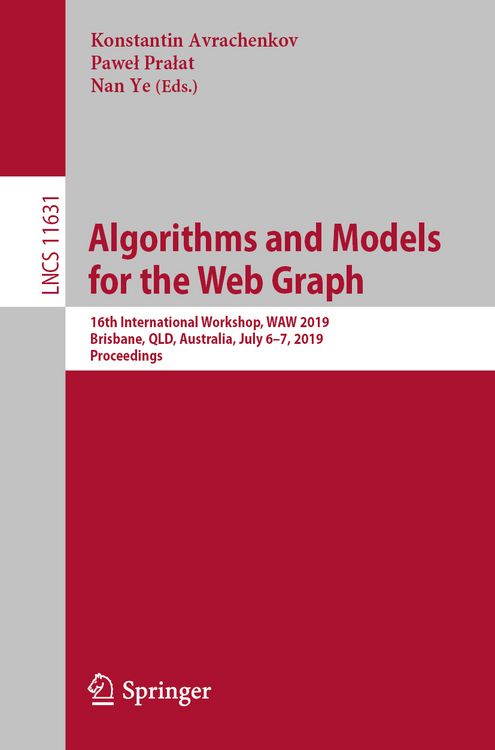 Produktbild: Algorithms and Models for the Web Graph