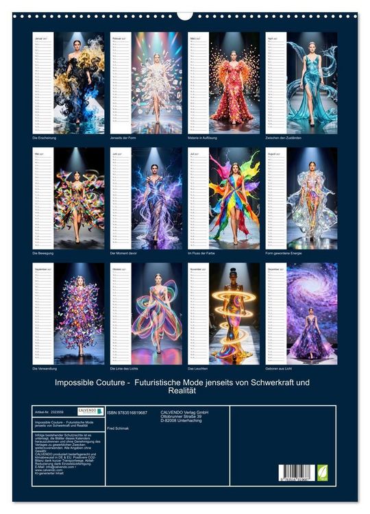 Produktbild: Impossible Couture - Futuristische Mode jenseits von Schwerkraft und Realit&auml;t (Wandkalender 2027 DIN A2 hoch), CALVENDO Monatskalender