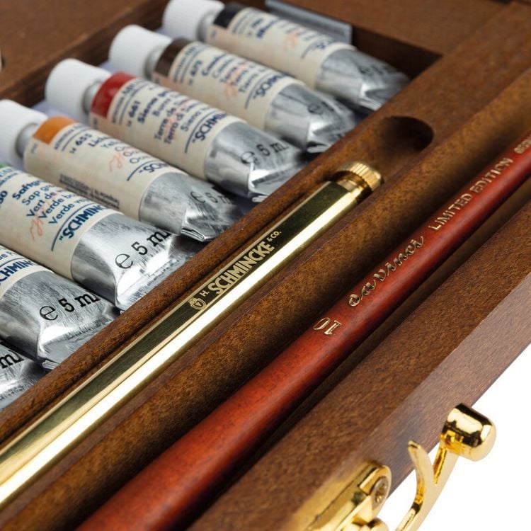 Produktbild: Schmincke HORADAM&reg; Aquarell Holzkasten, 12 x 5 ml + Zubeh&ouml;r Retro II