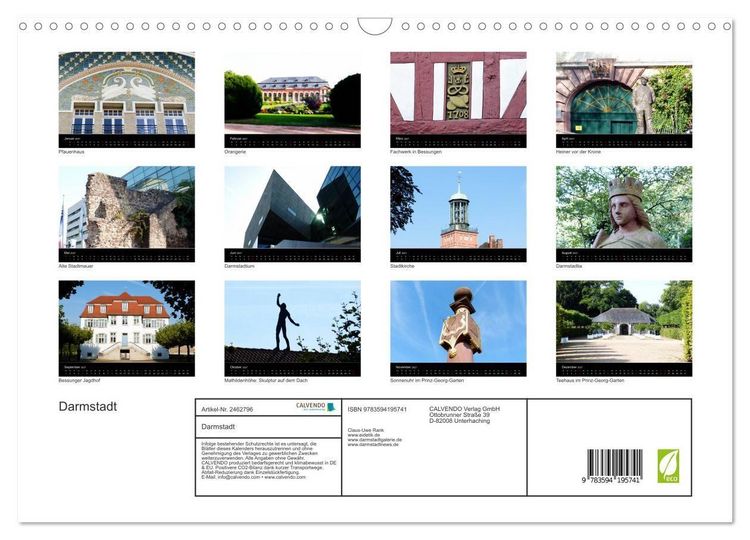 Produktbild: Darmstadt (Wandkalender 2027 DIN A3 quer), CALVENDO Monatskalender