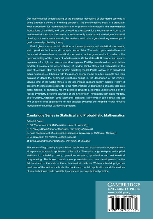 Produktbild: Statistical Mechanics of Disordered Systems