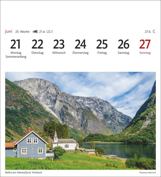 Produktbild: Norwegen Sehnsuchtskalender 2027 - Wochenkalender mit 53 Postkarten