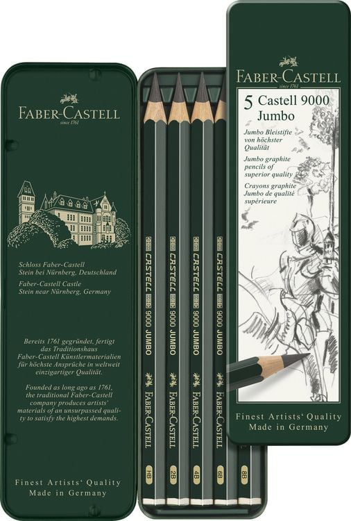 Produktbild: Faber-Castell Bleistifte Castell 9000 Jumbo HB 2B 4B 6B 8B, 5er Set