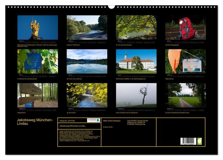 Produktbild: Jakobsweg M&uuml;nchen-Lindau (Wandkalender 2026 DIN A2 quer), CALVENDO Monatskalender