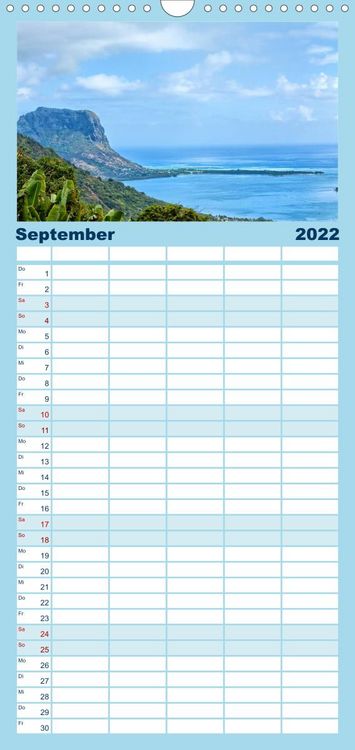 Produktbild: Familienplaner Inselparadies Mauritius (Wandkalender 2022 , 21 cm x 45 cm, hoch)