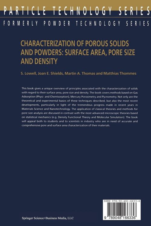 Produktbild: Characterization of Porous Solids and Powders: Surface Area, Pore Size and Density