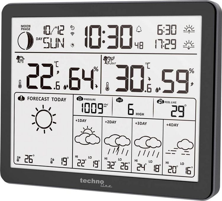 Produktbild: Techno Line WD3000 WD3000 Wetterstation WLAN-Wetterstation Vorhersage f&uuml;r 4 Tage Anzahl Sensoren max. 1