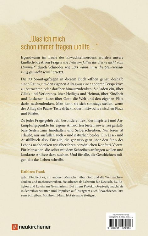 Produktbild: Sonntagsfragen &uuml;ber Gott, die Welt und mich