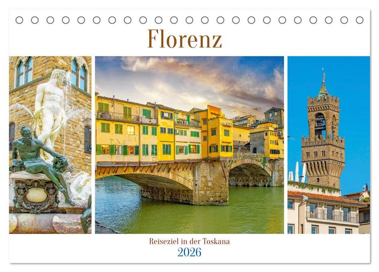 Produktbild: Florenz - Reiseziel in der Toskana (Tischkalender 2026 DIN A5 quer), CALVENDO Monatskalender
