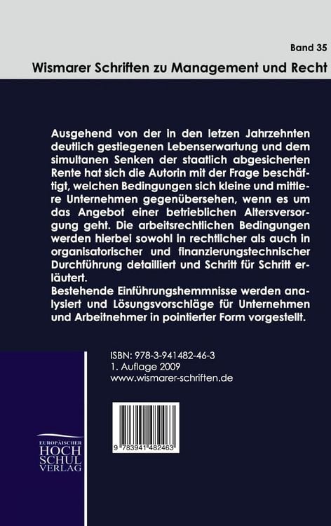 Produktbild: Die betriebliche Altersversorgung aus Sicht der kleinen und mittleren Unternehmen