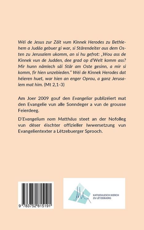 Produktbild: D' Bibel op L&euml;tzebuergesch - D' Evangelium nom Matth&auml;us
