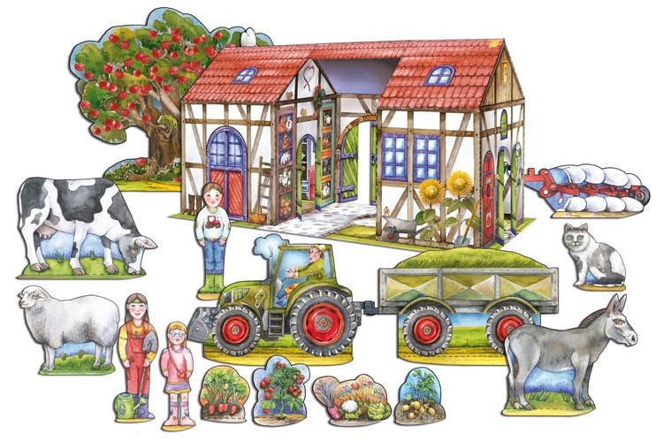 Produktbild: Bauernhof basteln aus Papier Bastelbogen Ausschneidebogen