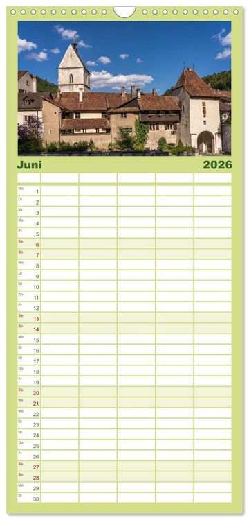 Produktbild: Familienplaner 2026 - Schweiz - Saint-Ursanne mit 5 Spalten (Wandkalender, 21 x 45 cm) CALVENDO