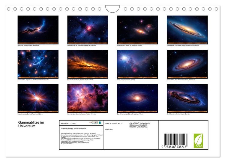 Produktbild: Gammablitze im Universum (Wandkalender 2026 DIN A4 quer), CALVENDO Monatskalender