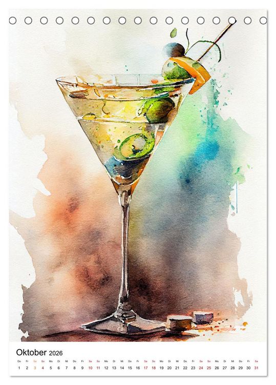 Produktbild: K&uuml;nstlerische Cocktails (Tischkalender 2026 DIN A5 hoch), CALVENDO Monatskalender