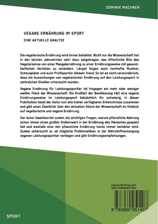Produktbild: Vegane Ern&auml;hrung im Sport