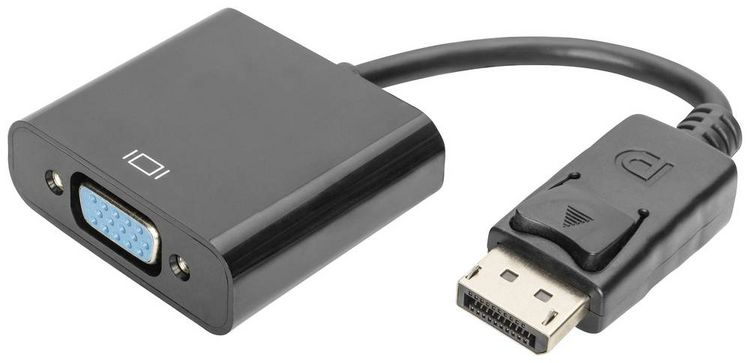 Produktbild: Digitus AK-340410-001-S DisplayPort / VGA Adapter [1x DisplayPort Stecker - 1x VGA-Buchse] Schwarz 15.00 cm