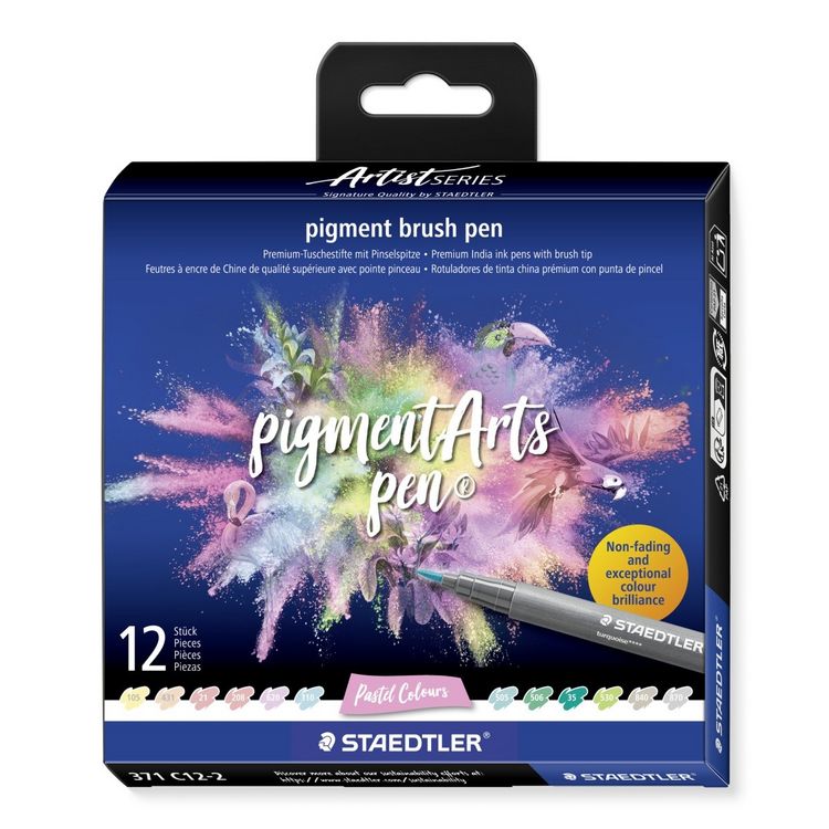 Produktbild: STAEDTLER Schreib- und Zeichbedarf pigment brush Fasermaler Pinselspitze, Pastel Colours, 12er Set