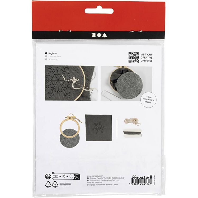 Produktbild: Creativ Company DIY Sets Sticken & Nadelstanzen Mini Kreativ Set Sticken, Grau, Schneeflocke, Kreativ Box