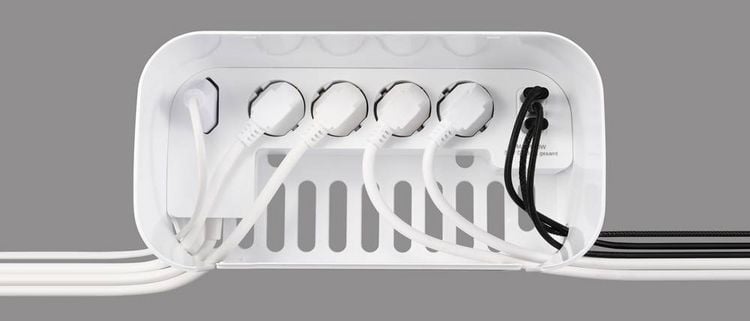 Sygonix SY-6118238 Steckerbox mit Steckdosenleiste 5fach Weiß Schutzkontakt 1St