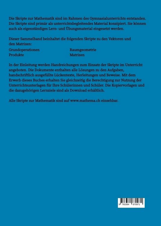 Produktbild: Skripte zur Mathematik - Vektoren & Matrizen