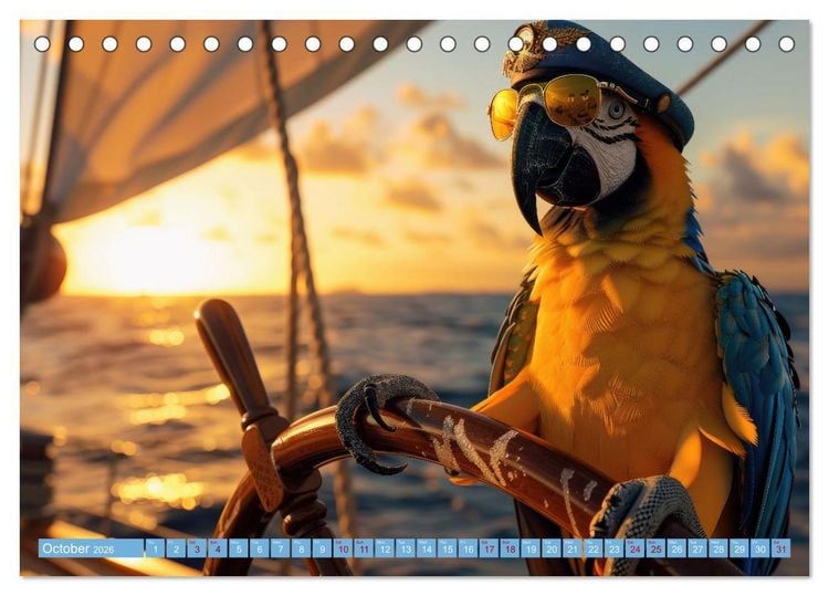 Produktbild: Funny animals as a captain on a boat (Desk Calendar 2026 DIN A5 landscape), CALVENDO 12 Month DeskCalendar