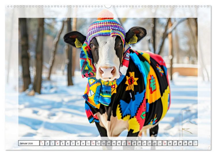 Produktbild: Haute Kuh-ture f&uuml;r das Rind von Welt! Modische K&uuml;he voll im Trend (hochwertiger Premium Wandkalender 2026 DIN A2 quer), Kunstdruck in Hochglanz