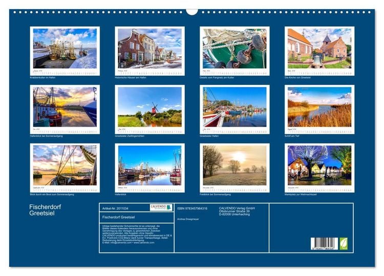 Produktbild: Fischerdorf Greetsiel (Wandkalender 2026 DIN A2 quer), CALVENDO Monatskalender