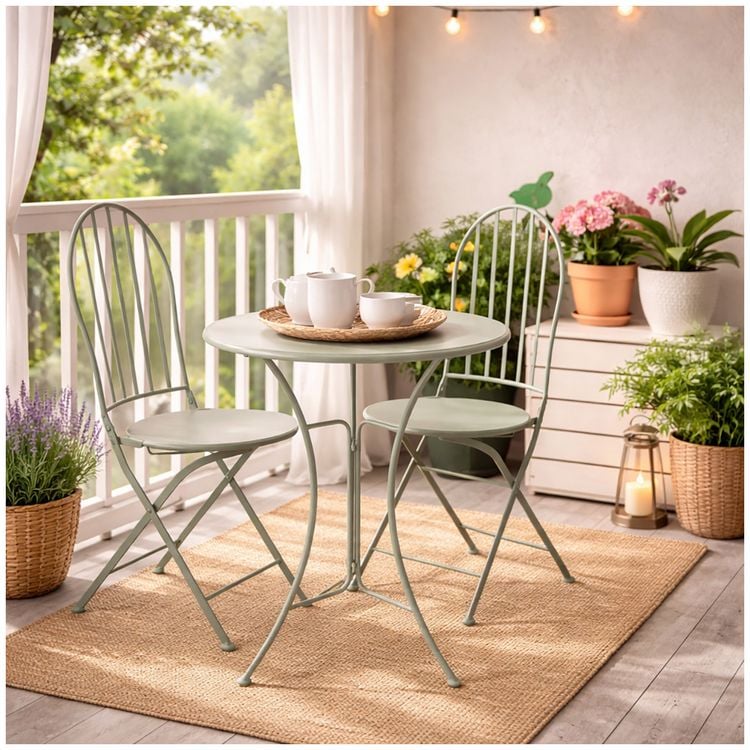 Produktbild: HTI-Living Bistro Sitzgruppe Metall Tisch mit 2 St&uuml;hlen Balkon Set Gartenm&ouml;bel