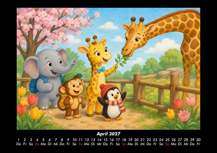 Produktbild: Ein Jahr im Zoo mit Raffi und Freunden 2027 Fotokalender DIN A3