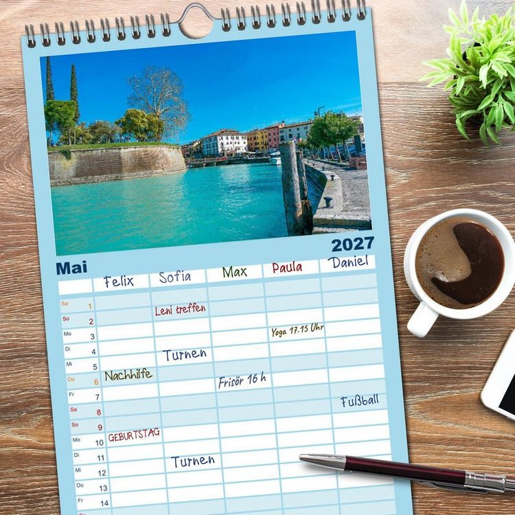 Produktbild: Familienplaner 2027 - Traumziel am Gardasee. Peschiera del Garda mit 5 Spalten (Wandkalender, 21 x 45 cm) CALVENDO