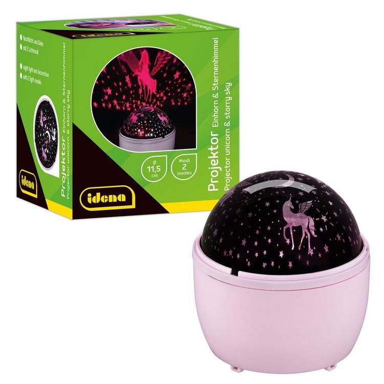 Produktbild: Idena LED Projektor Einhorn Sternenhimmel 11,5x11,5x13cm