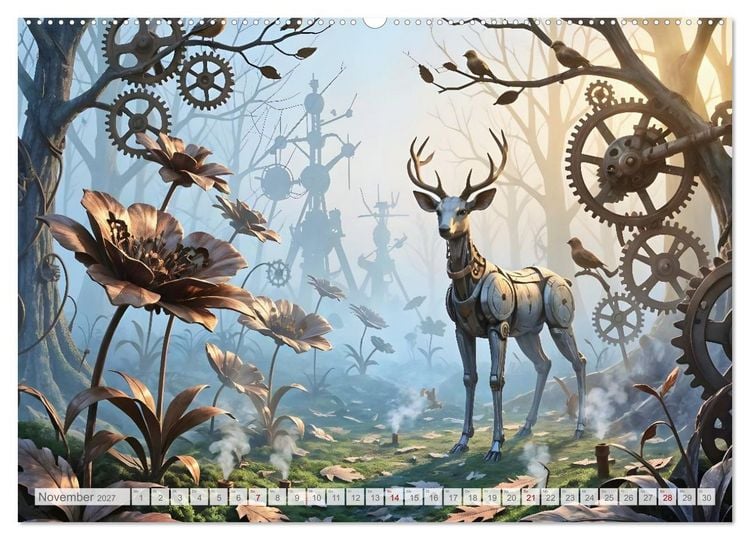Produktbild: Der Garten der stillen Zahnr&auml;der - Ein Jahr zwischen Bl&uuml;ten, Mechanik und leiser Magie (hochwertiger Premium Wandkalender 2027 DIN A2 quer), Kunstdruck in Hochglanz