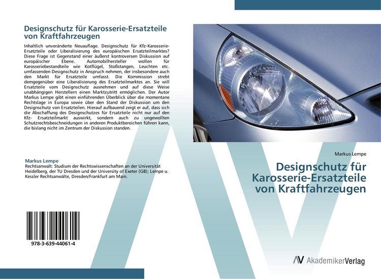 Produktbild: Designschutz f&uuml;r Karosserie-Ersatzteile von Kraftfahrzeugen