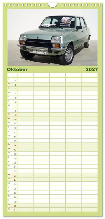 Produktbild: Familienplaner 2027 - Automobile Tr&auml;ume der 70er mit 5 Spalten (Wandkalender, 21 x 45 cm) CALVENDO