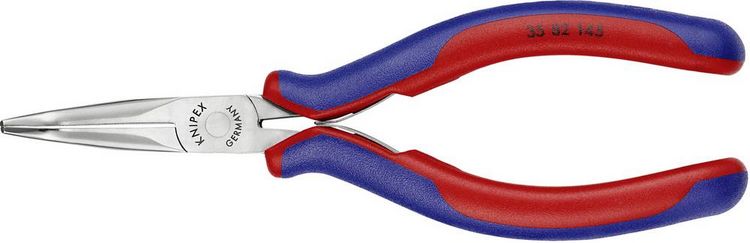 Produktbild: Knipex 35 82 145 Elektronik- u. Feinmechanik Flachrundzange 45&deg; gebogen Werkzeugstahl 145mm