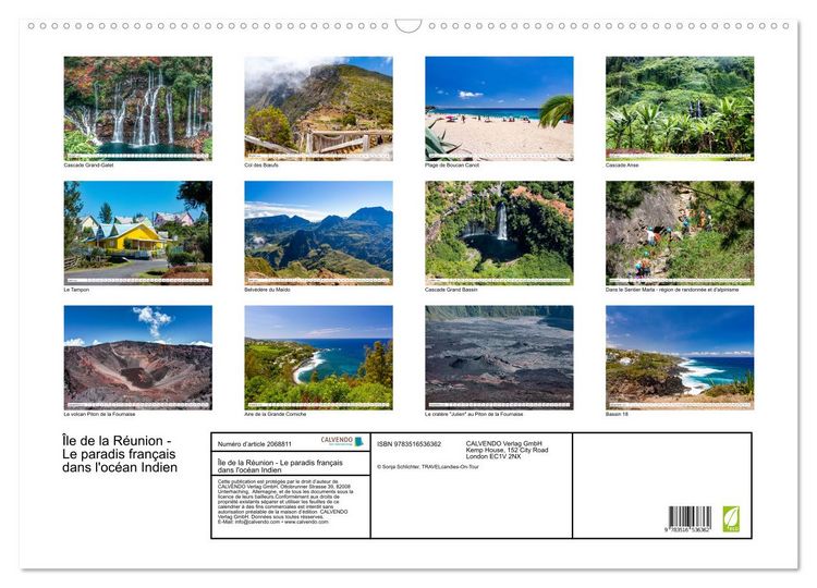 Produktbild: &Icirc;le de la R&eacute;union - Le paradis fran&ccedil;ais dans l'oc&eacute;an Indien (Calendrier mural 2026 DIN A2 vertical), CALVENDO calendrier mensuel