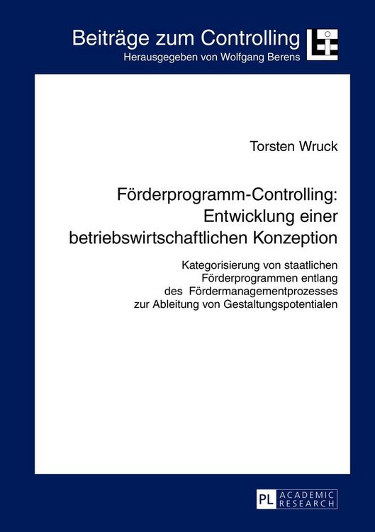 Produktbild: F&ouml;rderprogramm-Controlling: Entwicklung einer betriebswirtschaftlichen Konzeption