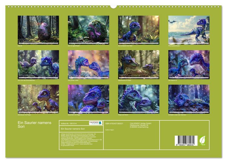 Produktbild: Ein Saurier namens Sori (hochwertiger Premium Wandkalender 2026 DIN A2 quer), Kunstdruck in Hochglanz