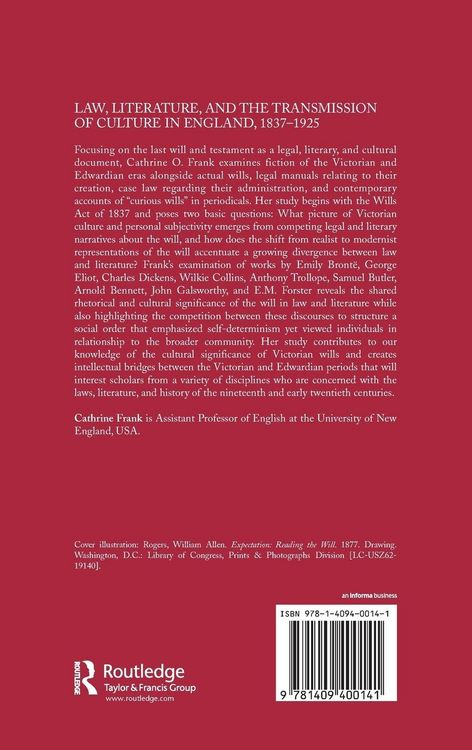 Produktbild: Law, Literature, and the Transmission of Culture in England, 1837-1925