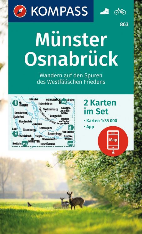 Produktbild: KOMPASS Wanderkarten-Set 863 M&uuml;nster, Osnabr&uuml;ck (2 Karten) 1:35.000