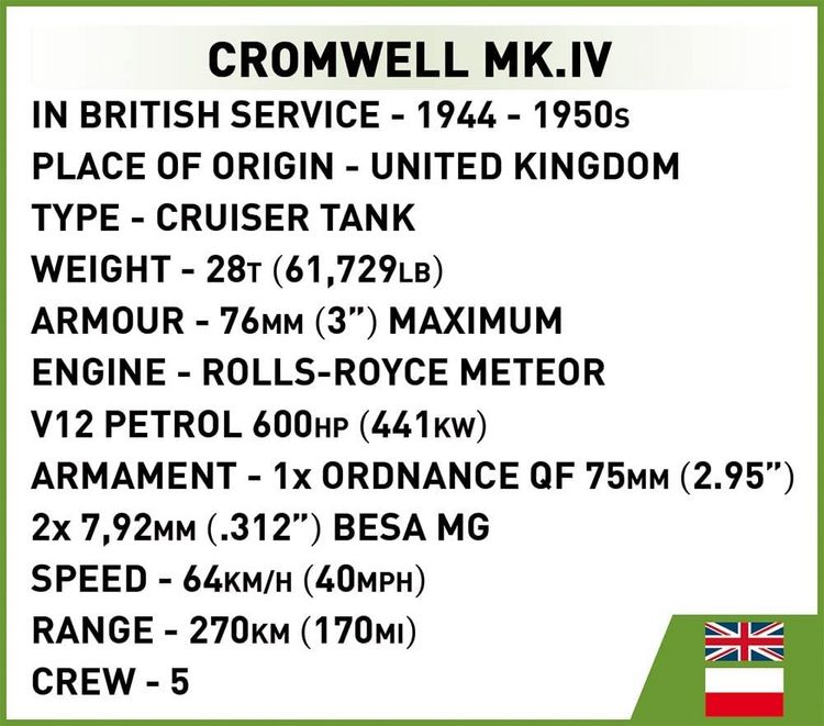 Produktbild: COBI Historical Collection 2269 - Cromwell MK.IV, Panzer, WWII, Bausatz, 544 Teile